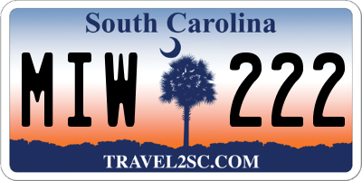 SC license plate MIW222