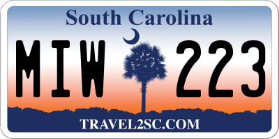SC license plate MIW223