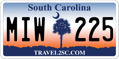 SC license plate MIW225