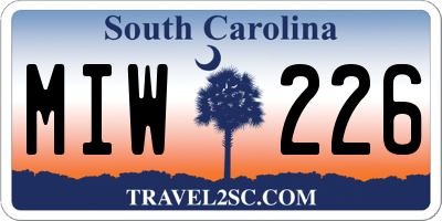 SC license plate MIW226