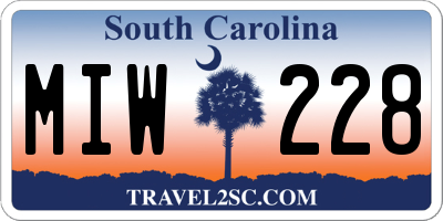 SC license plate MIW228