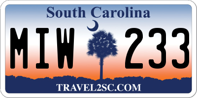 SC license plate MIW233