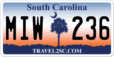 SC license plate MIW236