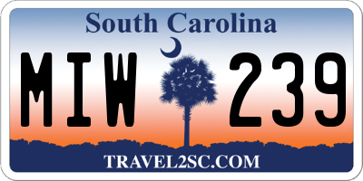 SC license plate MIW239