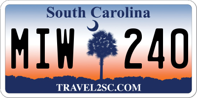 SC license plate MIW240