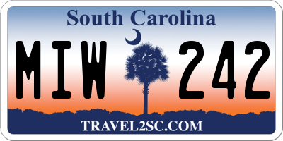 SC license plate MIW242