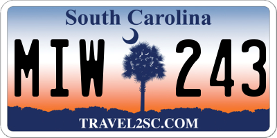 SC license plate MIW243