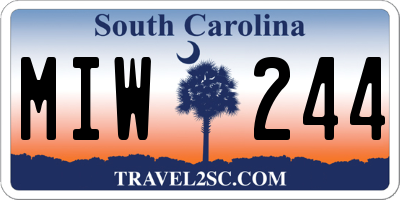 SC license plate MIW244