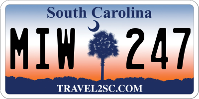 SC license plate MIW247