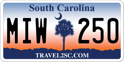 SC license plate MIW250