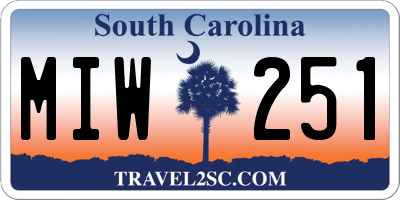 SC license plate MIW251