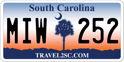 SC license plate MIW252