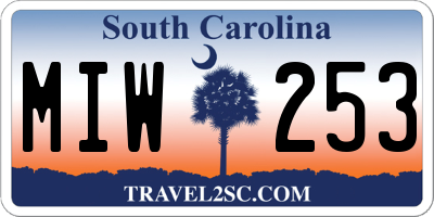 SC license plate MIW253