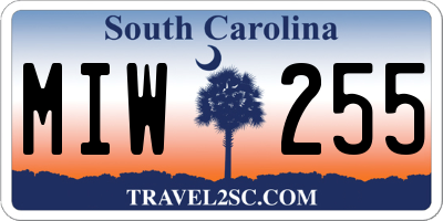 SC license plate MIW255