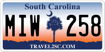 SC license plate MIW258