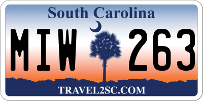 SC license plate MIW263