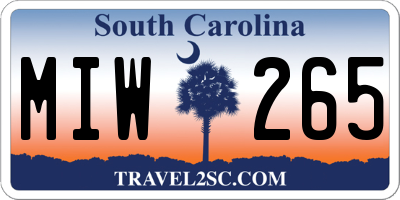 SC license plate MIW265