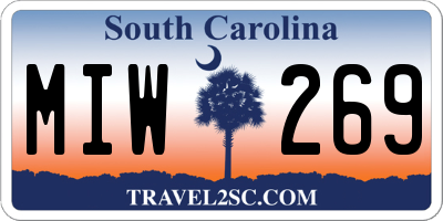 SC license plate MIW269