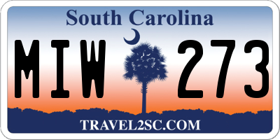 SC license plate MIW273