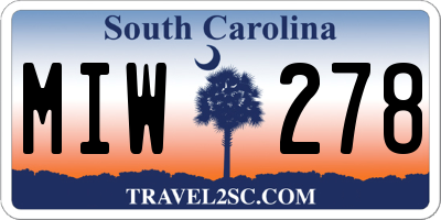 SC license plate MIW278