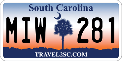 SC license plate MIW281