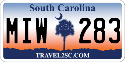 SC license plate MIW283