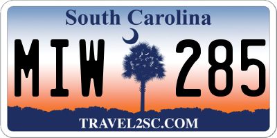 SC license plate MIW285