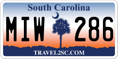 SC license plate MIW286