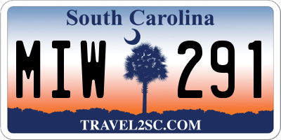 SC license plate MIW291