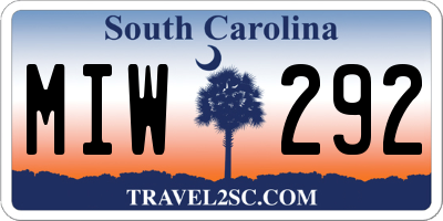 SC license plate MIW292
