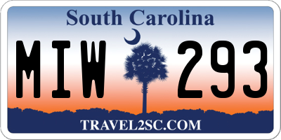 SC license plate MIW293
