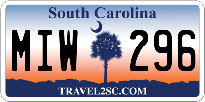 SC license plate MIW296