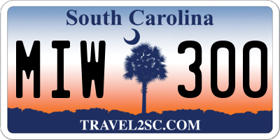 SC license plate MIW300