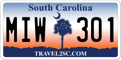 SC license plate MIW301