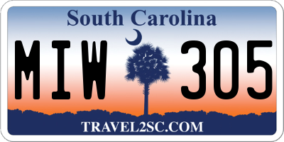 SC license plate MIW305