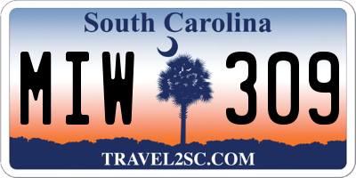 SC license plate MIW309