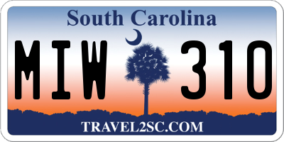 SC license plate MIW310