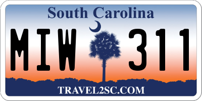 SC license plate MIW311