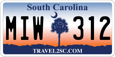 SC license plate MIW312
