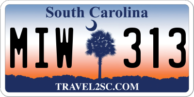 SC license plate MIW313