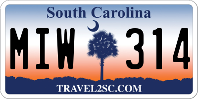 SC license plate MIW314