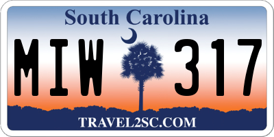 SC license plate MIW317