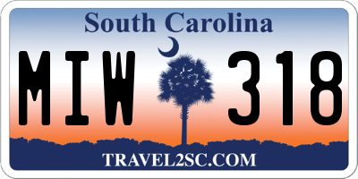 SC license plate MIW318