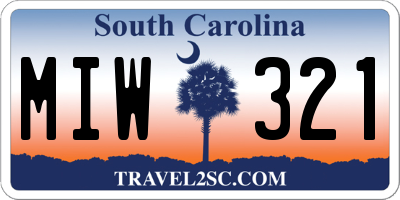 SC license plate MIW321