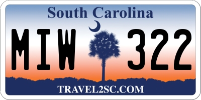 SC license plate MIW322