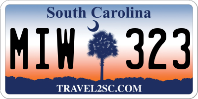 SC license plate MIW323