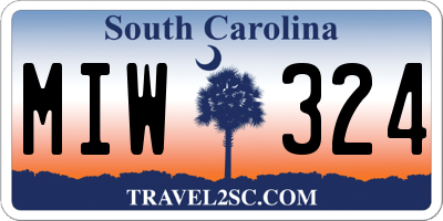 SC license plate MIW324