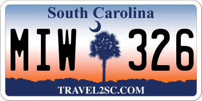 SC license plate MIW326
