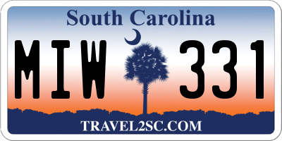 SC license plate MIW331