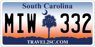 SC license plate MIW332